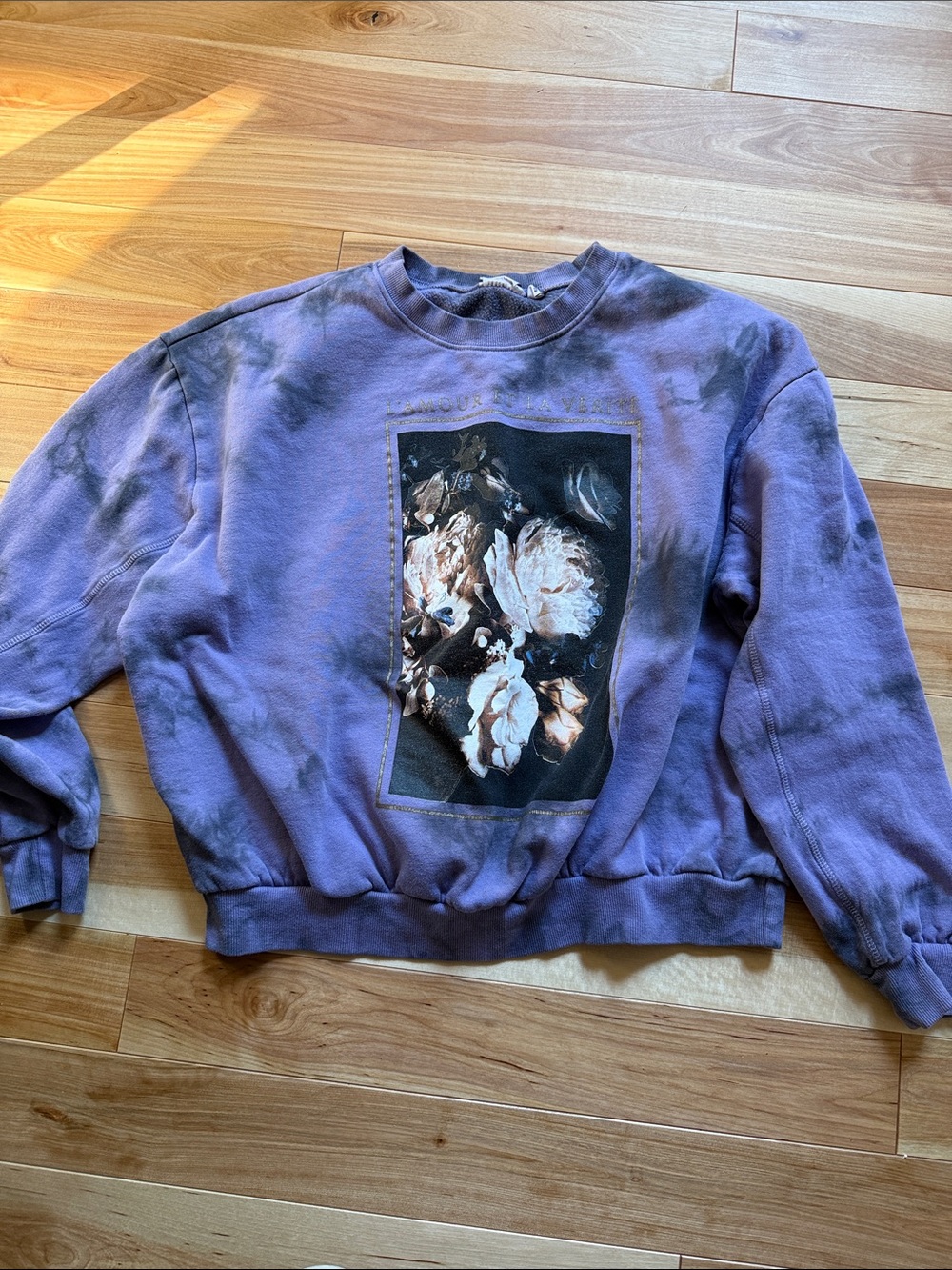 Mighty Fine Purple Tie-Dye Floral Graphic Sweatshirt